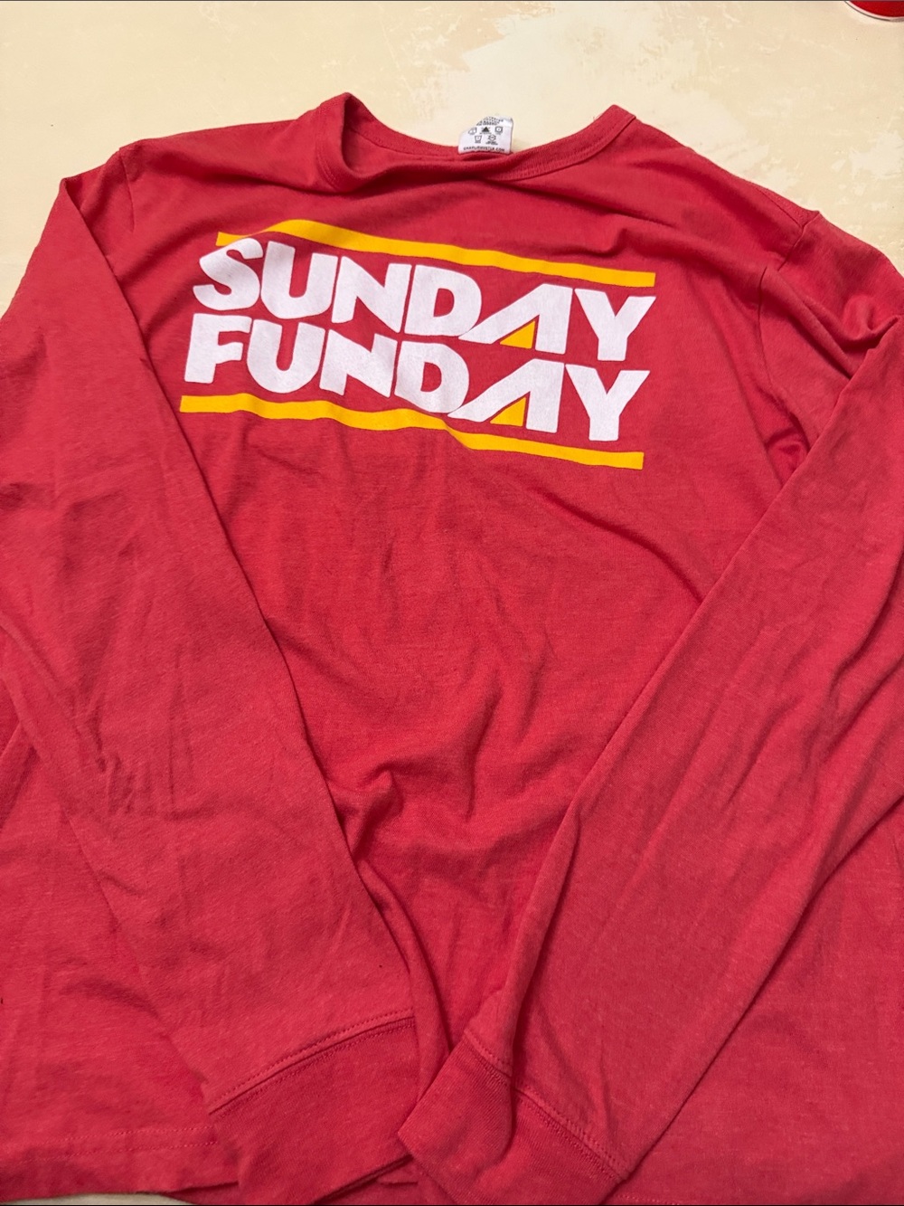 Sunday Funday Red Graphic Long Sleeve Tee Large Charlie Hustle